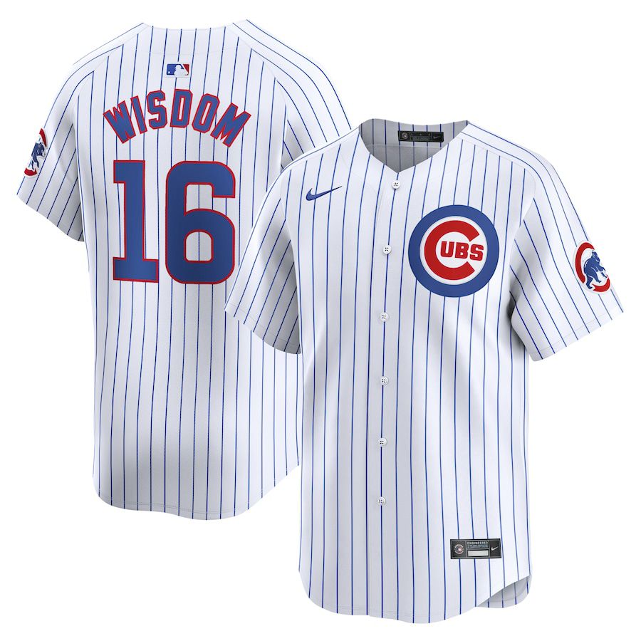 Men Chicago Cubs #16 Patrick Wisdom Nike White Home Limited Player MLB Jersey->->MLB Jersey